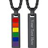 Richsteel LGBT Collana Uomo Donna Ciondolo Personalizzabile Gay Pride Lesbiche Arcobaleno Acciaio Inossidabile/Oro/Nero Nome Inciso Catena Gioielli Gay Love Regalo Coppia (Confezione Regalo)