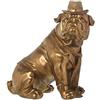 DRW Statuetta di Un Cane bóx er in Resina Seduto con Cappello in Oro 44 x 27 x 43,5 cm