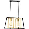 Lucea Homemania 80207-02-L02-BK Lampada a Sospensione Novea Per Soffitto, Soggiorno, Ufficio Lampadario, Pendente, Luce, Nero, Oro, in Metallo, 15x48x105 cm