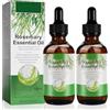 VXHDAG Olio Essenziale Di Rosmarino Per La Crescita Dei Capelli - 100% Puro Biologico Per Sopracciglia E Ciglia, Cura Della Pelle, Nutre Il Cuoio Capelluto, 60Ml (2 Pack)