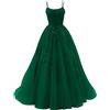 Sincemeet Abito da Ballo da Donna in Tulle con Spalline Sottili Ballo Lunghi con Applicazioni in Pizzo Abiti Quinceanera