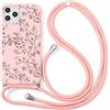 ZhuoFan Cover per Samsung Galaxy S9 5,8, Custodia TPU Morbida Silicone Case con Cinturino Regolabile Collana Cordino da Collo Catena Phone Cases per Samsung S9, Fiori di ciliegio