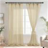 DWCN Tende in voile con nastro arricciato, effetto lino, 2 pezzi, semitrasparenti per soggiorno, tende trasparenti extra lunghe, beige, 260 x 140 cm (altezza x larghezza)