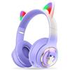 AXFEE Cuffie Bluetooth per Bambini, LED Cuffie Cablate/Wireless con Orecchio di Gatto, Pieghevole Audio Stereo HD Over-Ear Cuffie per Studiare/Viaggiare, 105dB Volume Limited, Bluetooth 5.3 Version