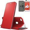 N NEWTOP Cover Compatibile per Huawei P10 Lite, Chiusura Magnetica 360 Capsule Flip Custodia Libro per Carta di Credito Simil Pelle TPU Interno Funzione Stand Supporto (Rosso)