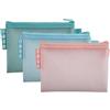 Exacompta - Rif. 37120E - Confezione da 3 buste in EVA con cerniera in plastica morbida, formato A6, per riporre forniture, accessori di bellezza, 3 colori assortiti