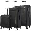 TOTTO - Set di valigie morbide - Travel Lite - Colore nero - Tre misure di valigie - Ruote a 360 - Sicurezza TSA - Fodera in poliestere, Nero, TRAVEL