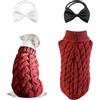 SLEEKEE 1 maglione per animali domestici, 2 mosche per animali domestici, caldo cappotto invernale per animali domestici, maglione dolcevita adatto per gatti e cani (S, rosso)