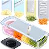 Geedel Mandolina per Verdure per Cucina, 4 in 1 Taglia Verdure Manuale con Contenitore, Taglia Affetta Verdure per Verdura, Frutta, Formaggio.