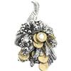 Argento Portafortuna in Resina Laminata Argento 206 Cornucopia con Monete 9 CM