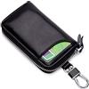 PORRASSO Astuccio Portachiavi Vera Pelle Auto Del Sacchetto Portachiavi Portatile Sacchetto Chiave Key Case con 6 Gancio per Uomo Donna Nero