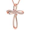 JO WISDOM Collana Croce Argento 925 Donna con Zirconia cubica Cristallo Swarovski,Collana Crocifisso Celtico con Placcato in Oro Rosa