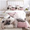 JEFFEL Set di Biancheria da Letto con Stampa di Gatto 3D, Copripiumino con Cerniera, Incluso 1 Copripiumino e 2 Federe, Biancheria da Letto per Ragazzi e Ragazze (135x200cm, Gatto 5)