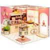 Cuteroom Kit Fai da Te Mini Dollhouse Wooden Furniture Casetta Fatta a Mano con Carillon - per Il Montaggio di Giocattoli Regali di Compleanno (Happiness Ice Cream Shop)