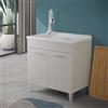 Inbagno Lavatoio con mobile 80x50 cm grigio calce con 2 ante, vaschetta in resina con piletta e sifone incluso, MOON