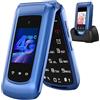 uleway 4G Telefono Cellulare per Anziani,Dual SIM,Flip Telefoni Cellulari Tasti Grandi,Volume alto,Funzione SOS, 2.4+1.77 Doppio display,Con Base...