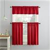 No. 918 Martine - Tenda da Cucina Semitrasparente in Microfibra, con Tasca per Bastone, mantovana e Ripiani, 137,2 x 91,4 cm, Colore: Rosso