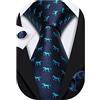 Barry.Wang Uomo Cravatte di Seta Set Tessuta Tasca Suare Cravatta Gemelli Cerimonia di Design, Cavallo Teal, Taglia unica