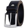 Lindenmann Mens Leather Belt/Mens Belt, full grain leather belt, buffalo leather 4 mm, black, Größe/Size:, Farbe/Color:nero