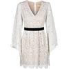 Swing Fashion Maya | Weiß | XS Mini Donna Elegante Festivo | Vestito da Festa Sera | Abiti da Sposa Cocktail | Abito in Pizzo | Scollo a V | Manica Lunga | Bianco | 34