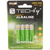 TECHLY 307001 Blister 4 Batterie High Power Mini Stilo AAA Alcaline LR03 1.5V