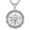 Friggem Collana Pentagramma, Ciondolo Pentagramma con Nodo Celtico in Argento Sterling 925 e Collana Tetragrammaton Gioielli Amuleto Regali per uomo e donna