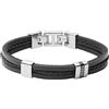 Fossil Bracciale da Uomo, Bracciale con Cinturino in Pelle, Lunghezza Interna 20 cm, Altezza 9 mm, Nero