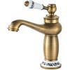 Namuoto Rubinetto Bagno Vintage Monocomando in Ceramica Floreale Per Lavandino Rubinetto Bagno Lavabo per Bidet, Ottone Antico