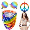 Aurasky Accessori per Costume Hippie, Hippie Accessori Anni '60 e '70, Costume da Hippie Occhiali Vintage Anni '60 Simbolo Della Pace Collana A