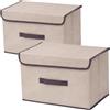 NCRGB Scatole Portaoggetti in Tessuto,Scatole Portaoggetti Scatole per Armadio con Coperchio Set,Pieghevole,Contenitore per Armadio,Vestiti,Armadi (36×23×24cm/2pack, Beige Bianco)