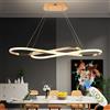 Qiaomao Lampada a Sospensione Lampada da Tavolo da Pranzo 57W Lampadario LED Dimmerabile Plafoniera Con Telecomando Doppio 8 design surround Soggiorno Lampada Regolabile Altezza Cucina Lampadari, Oro