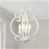 LynPon Lampadario Bianco a 4 Luci Plafoniera Rustica Francese Shabby Plafoniere Soffitti Sospesi, Lampada a Sospensione in Legno Vintage per Sala da Pranzo Cucina Soggiorno Camera da Letto Corridoio