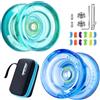 YOSTAR K2 PLUS CRYSTAL Yoyos per bambini principianti, doppio scopo reattivo Yo-yo per principianti,cuscinetto di ricambio non reattivo per intermedio,10 corde,2 sacchetti,2 cuscinetti(verde + blu)