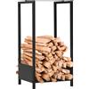 Outsunny Scaffale Portalegna da Esterno e Interno in Acciaio con Base Rialzata, 39x35x76cm, Nero|Aosom