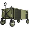 Outsunny Carrello da Giardino Pieghevole 125L, Verde, con Maniglia Ergonomica e 5 Sacche, Multiuso 108x55x93 cm|Aosom