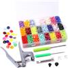 Swpeet Set di 384 bottoni a pressione T5 in plastica di alta qualità, 24 colori, con pinze a scatto, bottoni a pressione in plastica, perfetti per vestiti, pannolini di stoffa con contenitori organizer
