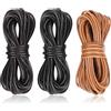 AUAUY 3 Rotoli Cordino Cuoio Fai 15m x 2mm, Filo Cerato Cuoio Nero Marrone Tondo Cucito Corda Cuoio Naturale per Collane Bracciali Perline Crezione Gioielli Artigianato Fai da Te (3 Colori)