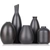 QIANLING Set di 5 Vasi in Ceramica Nera, Decorazione per Casale, Camino, Mantello e Mensola, per Soggiorno, Ingresso, Bagno, Cucina e Ufficio, Tavolino