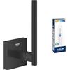 GROHE Start Cube QuickFix portarotolo di ricambio e colla rapida A1 (materiale: metallo, montaggio a parete, fissaggio nascosto, con viti e tasselli), misura 134 mm, nero opaco, 409792430