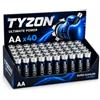 TYZON® Batterie AA 1.5V Super Alcaline - Confezione da 40 Pile AA a Lunga Durata Senza Mercurio per Uso Domestico, Luci, Telecomandi e Giocattoli