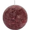 Spaas 6 candele rustiche non profumate a sfera, cera di paraffina rosso vino, P x H 80 mm
