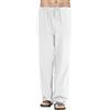 heekpek Pantaloni Uomo Lino e Cotone Pantaloni Lunghi Dritti da Uomo Estivi Leggeri e Traspiranti Casual Pantalone Lino Uomo con Comodo Cordoncino, Bianco, XL