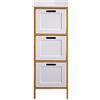 Rebecca Mobili Comodino Stretto, Cassettiera Bagno, Bianca Marrone, 3 Cassetti, Moderno, Mdf Bamboo - Misure HxLxP: 86 x 32 x 30 cm - Art. RE6713