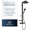 Ideal Standard Ceratherm Alu+ Colonna doccia, Realizzato con l'100% di alluminio riciclato, doccia a risparmio idrico con getti variabili e protezione antiscottatura - Nero Opaco (356x501x1113 mm)