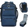 WANDF Borsa Cabina 40x20x25 per le compagnie aeree Ryanair, zaino bagaglio a mano per viaggi sotto il sedile con tasca impermeabile, zaino per laptop da 15,6 pollici per uomini e donne (Blu Navy)