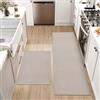 DEXI Tappeto Cucina 43x75cm+43x150cm, Set di 2 Tappeti Cucina Antiscivolo Lavabile, Tappetino Passatoia Assorbente e Antimacchia per Corridoio, Beige