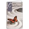 Afie 24-1027 - Biglietto di auguri formato chiuso 95 x 160 mm con busta bianca - Farfalle pietre sabbia giardino Zen riposo anime