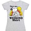 Logoshirt®️ Comics - Peanuts - Snoopy & Woodstock - Weekend Shirt I T-Shirt - Maglia Stampate - Donna I Grigio I Design Originale Concesso su Licenza, Taglia L