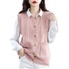 Vsadsau Donne 100% lana merino senza maniche cardigan maglione lavorato a maglia tasche pullover gilet, rosa, XL