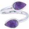 mantraroma Anello in argento 925 con ametista e pietra viola regolabile, pietra preziosa in vero argento sterling da donna, regalo
